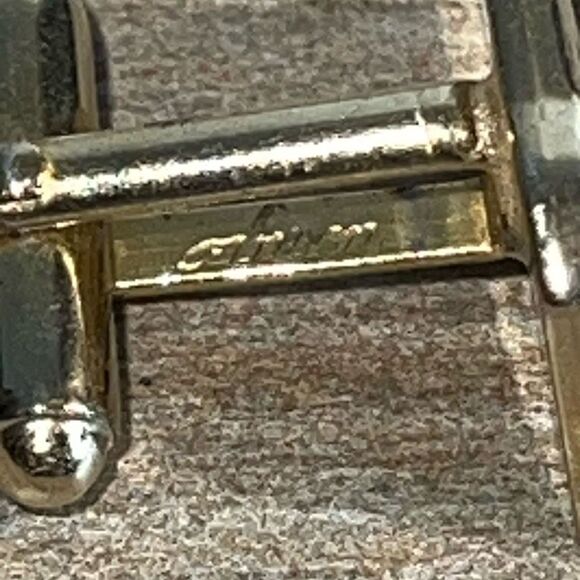 Vintage Retro Inlay Cufflinks Signed Men’s Gold Tone  Black Old Money Heritage - Picture 7 of 8